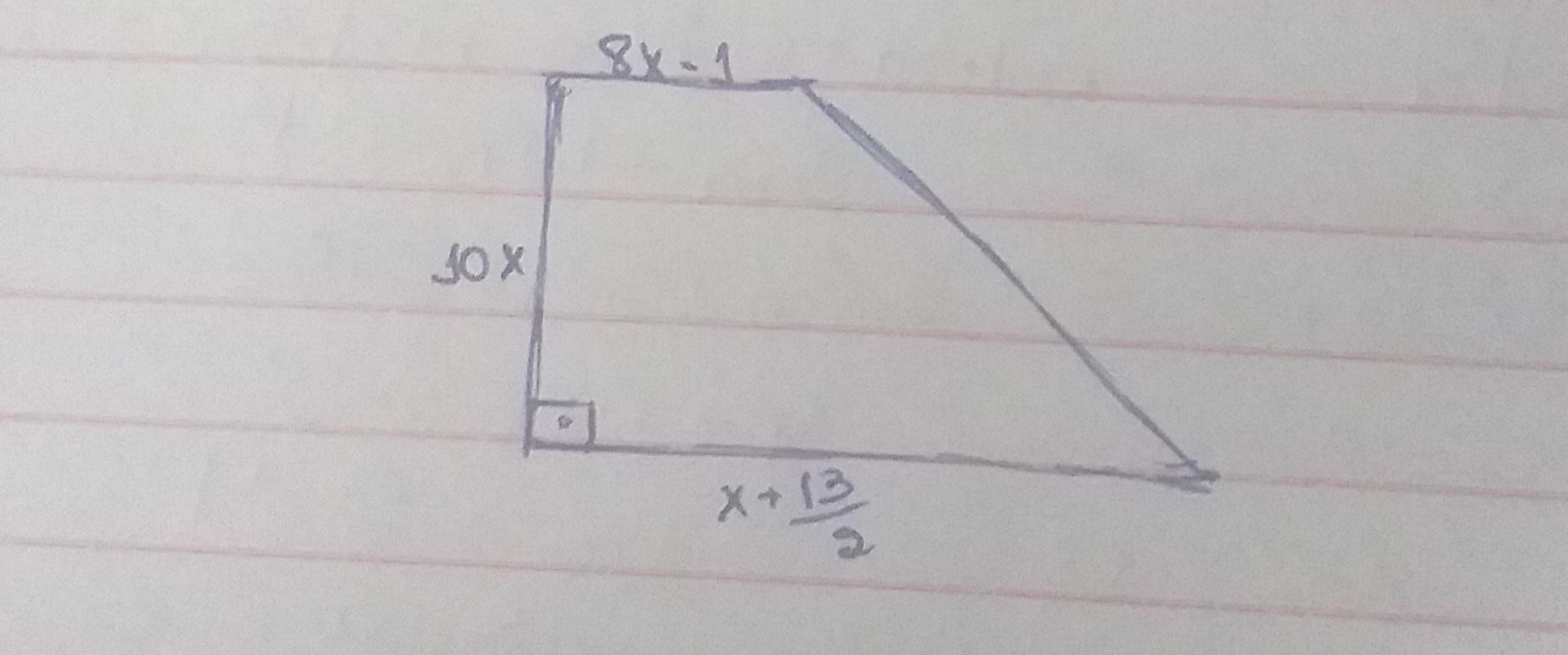 Determine a área do trapézio representado ao lado cujas me