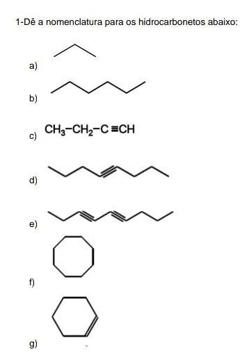 D A Nomenclatura Para Os Hidrocarbonetos Abaixo