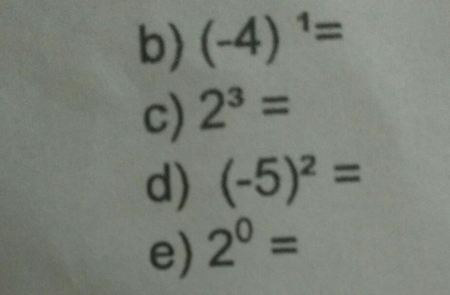 Calcule As Seguintes Potências