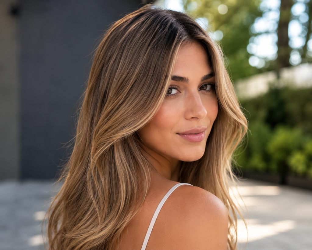 Exemplo de cabelo loiro escuro natural