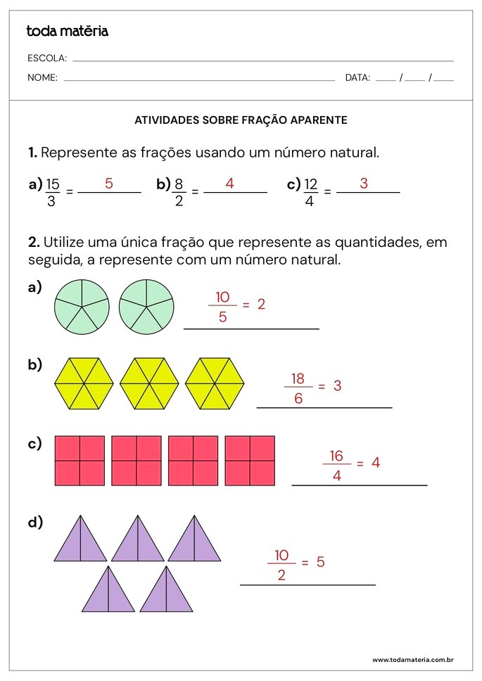 Atividades de frações