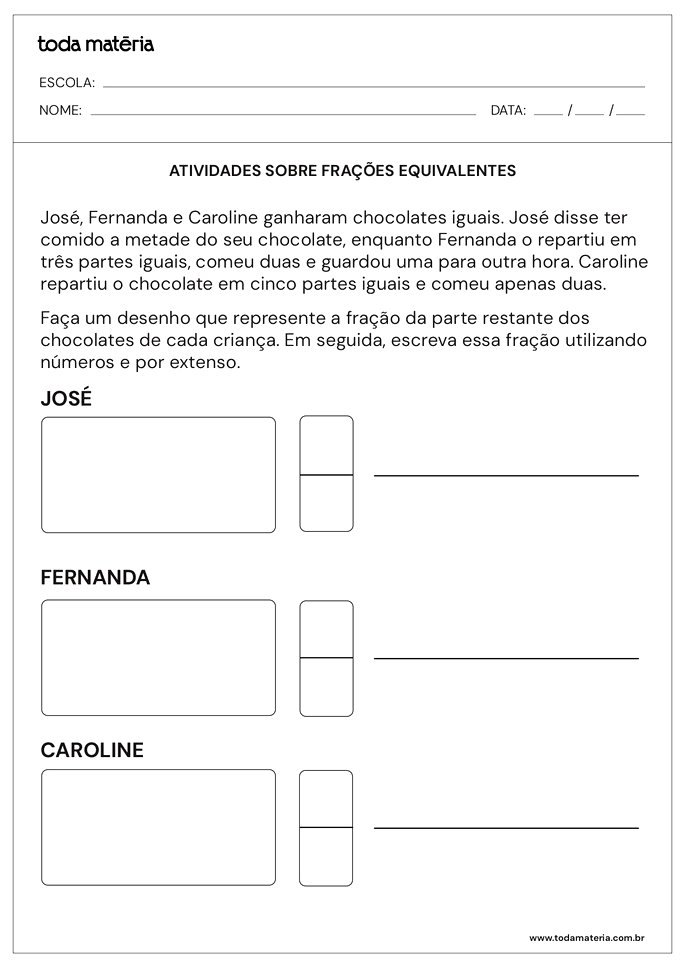 Atividades de frações