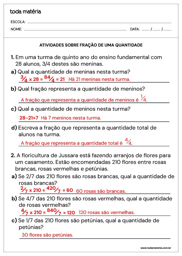 Atividades de frações