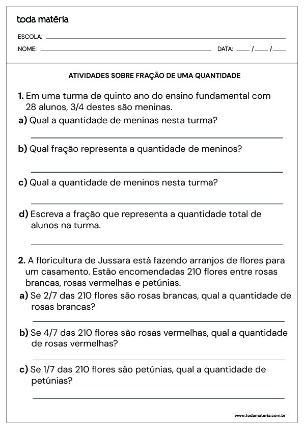 Atividades de frações