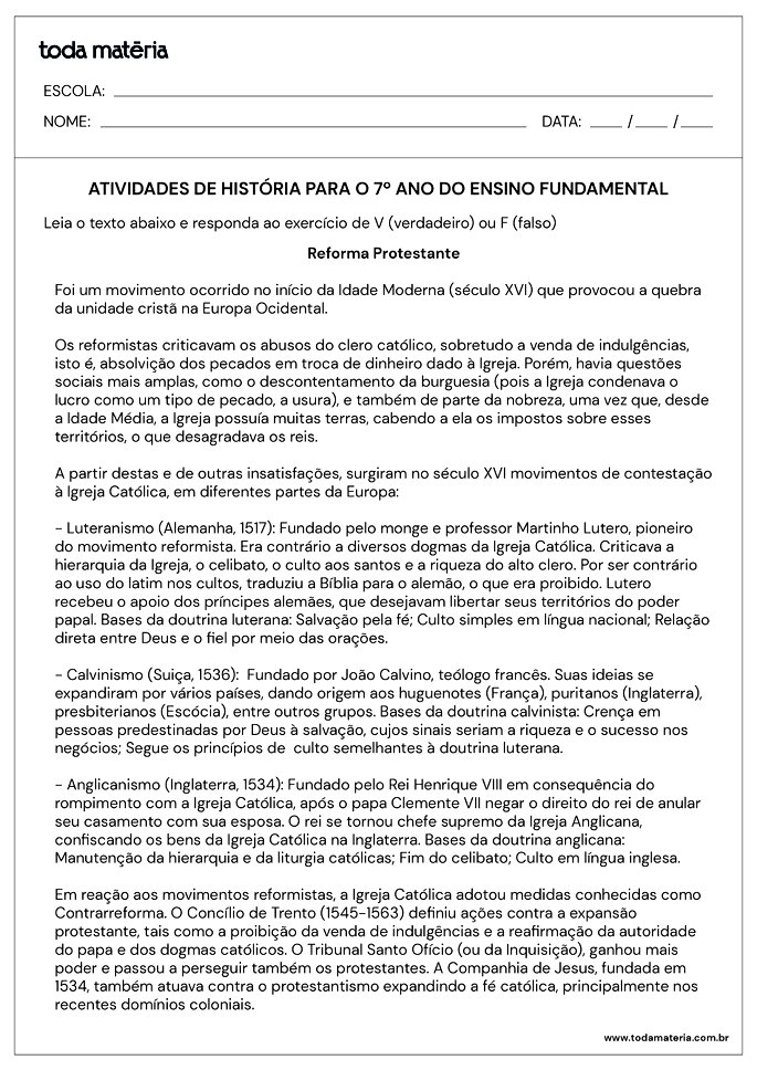 Folha de atividade de História 7 ano - 3