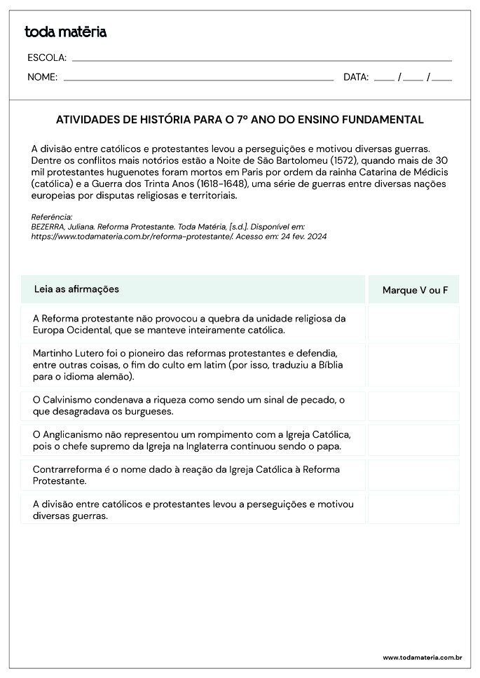 Folha de atividade de História 7 ano - 3.1