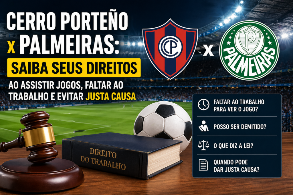Vai assistir Cerro Porteño x Palmeiras? Veja se faltar ao trabalho pode dar justa causa e quais são seus direitos.